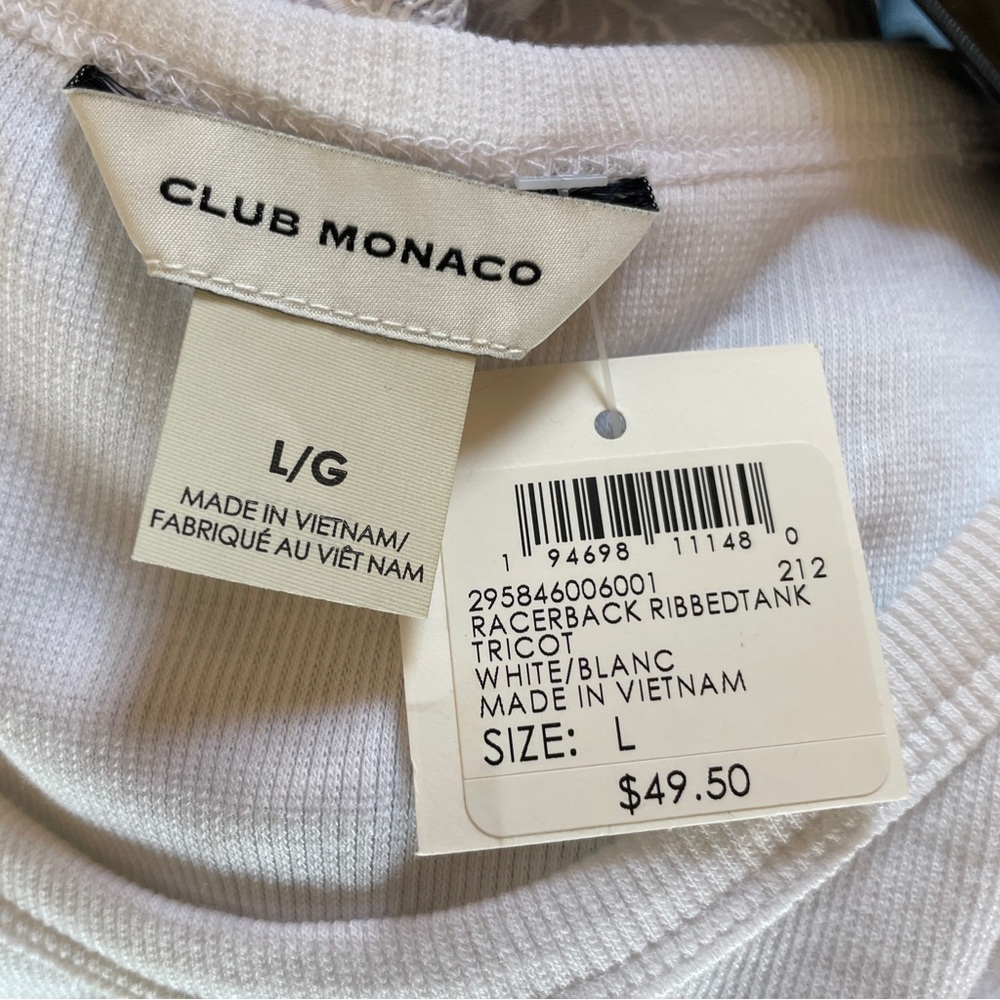 Club Monaco Ivory Ribbed Racerback Tank - Picture 2 of 8
